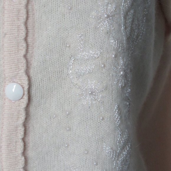 1990s Beaded Embroidered Wool Angora Cardigan - Picture 13 of 13